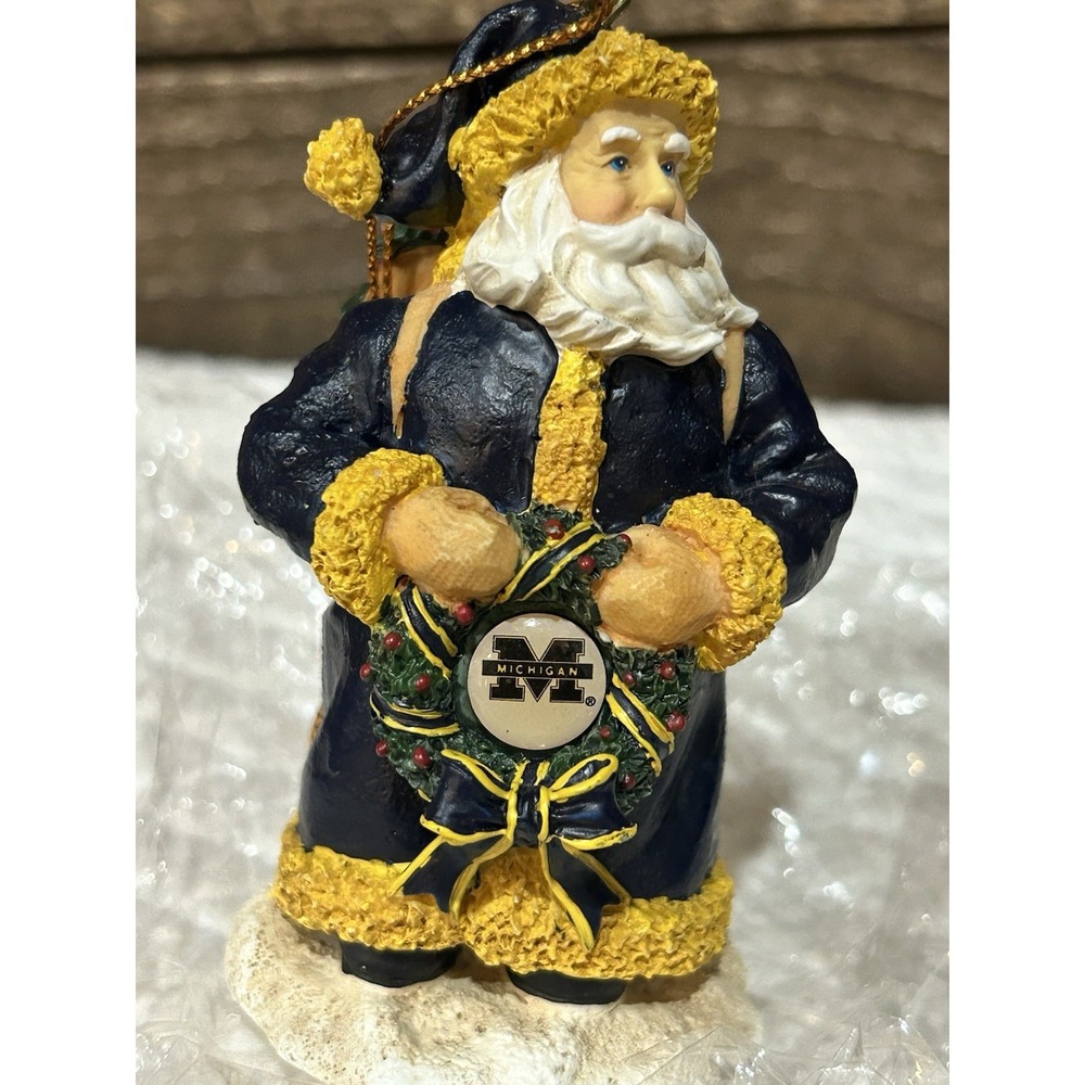 NCAA  Michigan Wolverines ‎ Santa  Christmas Ornament The Memory Company 2000